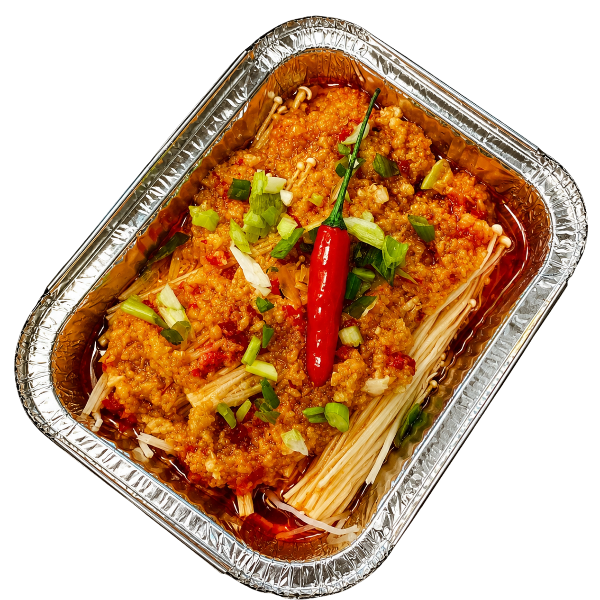 Funghi enoki con salsa all'aglio